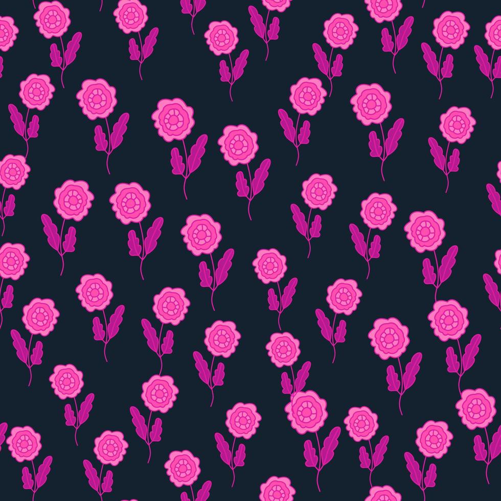 Decorative seamless pattern with doodle folk flowers ornament. vector