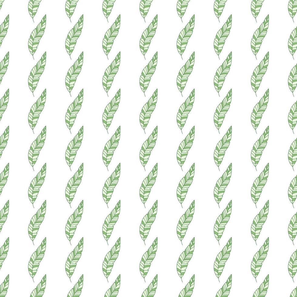 Simple tropical palm leaves seamless pattern. Linear exotic botanical texture. vector