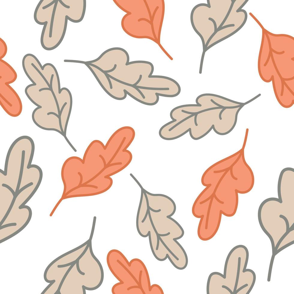 Simple outline oak seamless pattern. Foliage backdrop. Nature wallpaper. vector