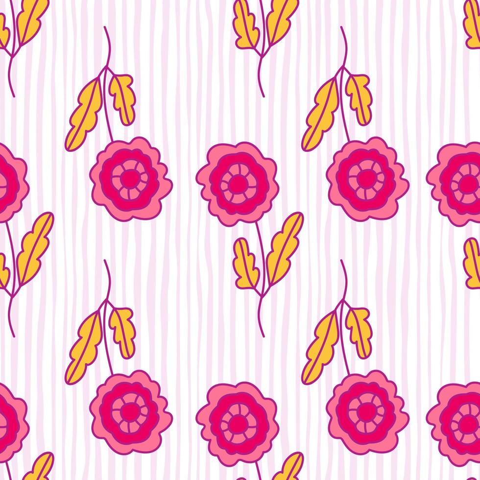 Decorative seamless pattern with doodle folk flowers ornament. vector