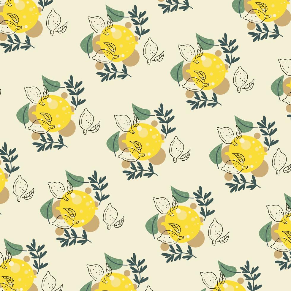 patrón de fruta fresca de limón amarillo con hojas verdes. ilustración plana vectorial. diseño para textiles, papel tapiz, envoltura vector