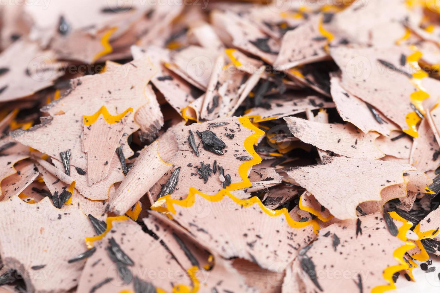 garbage after preparing and sharpening pencils of black color photo