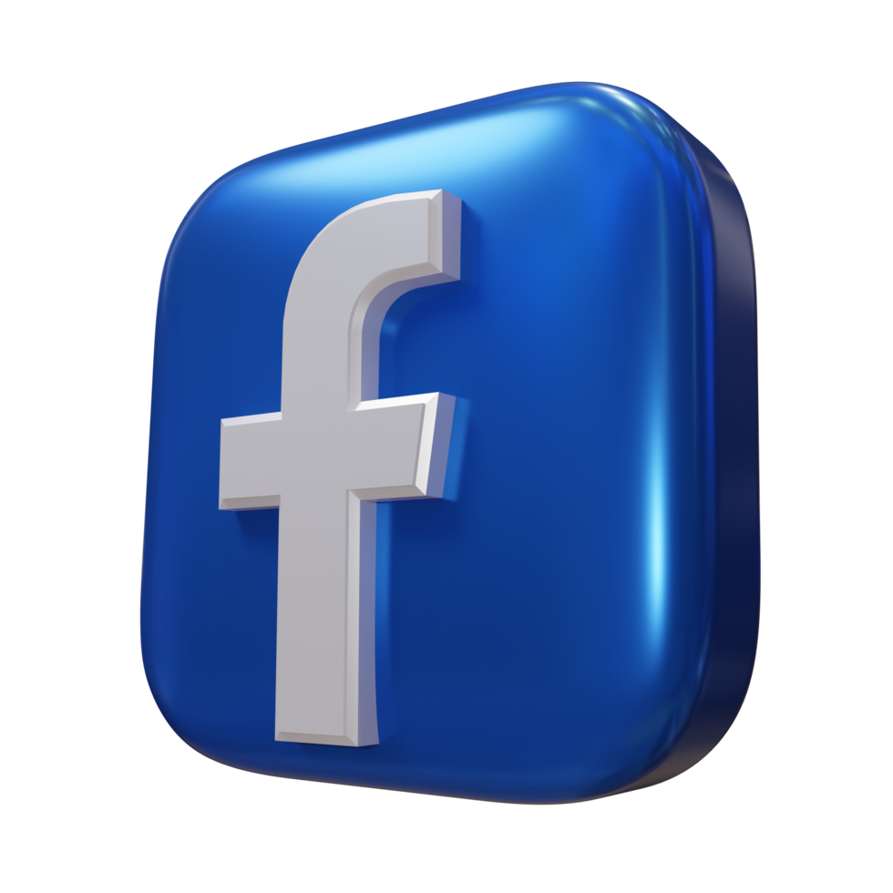 icono de renderizado 3d de facebook brillante png