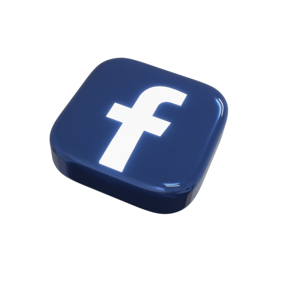 ícone de renderização 3d do facebook brilhante png