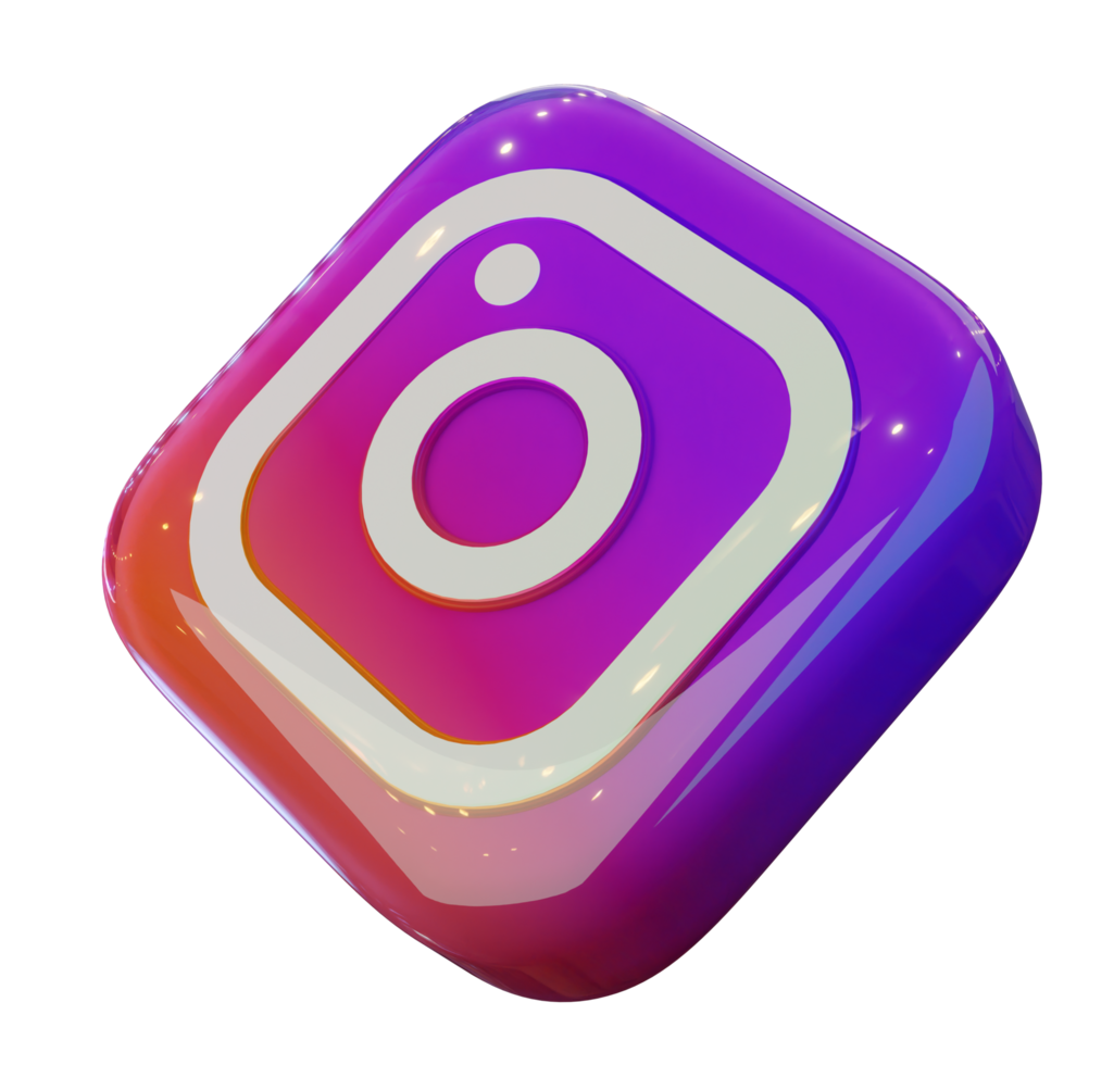 ícone de renderização 3d do instagram brilhante png