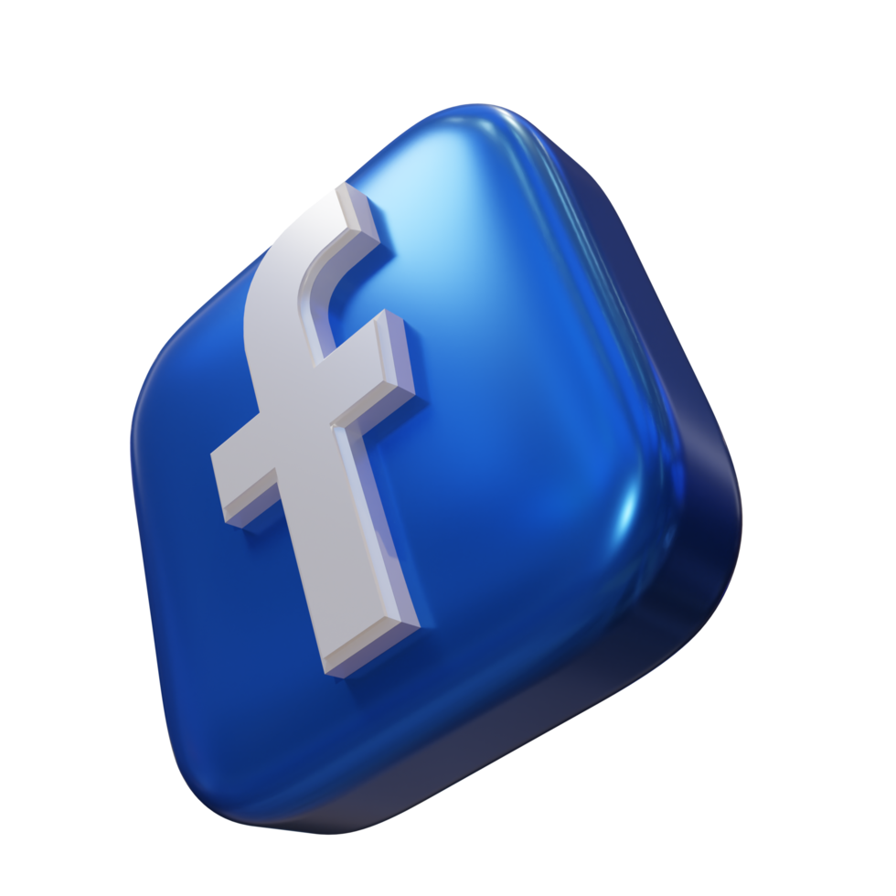 icona di rendering 3d di facebook lucido png