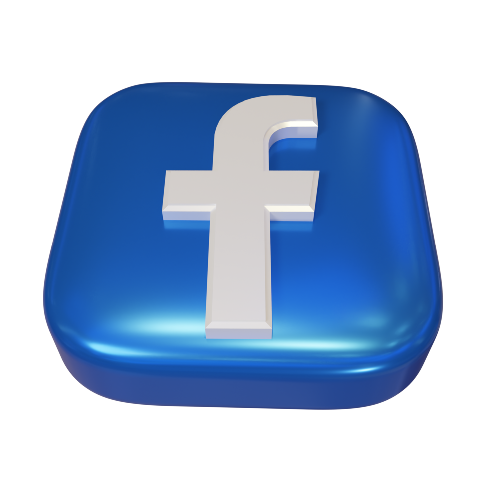 ícone de renderização 3d do facebook brilhante png