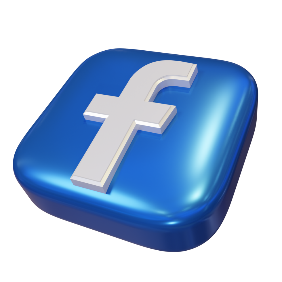 icono de renderizado 3d de facebook brillante png