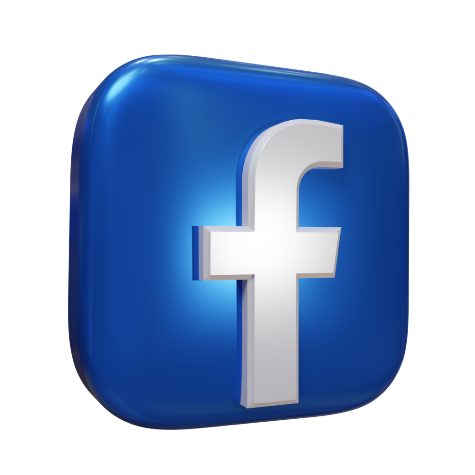 icône de rendu 3d facebook brillant png