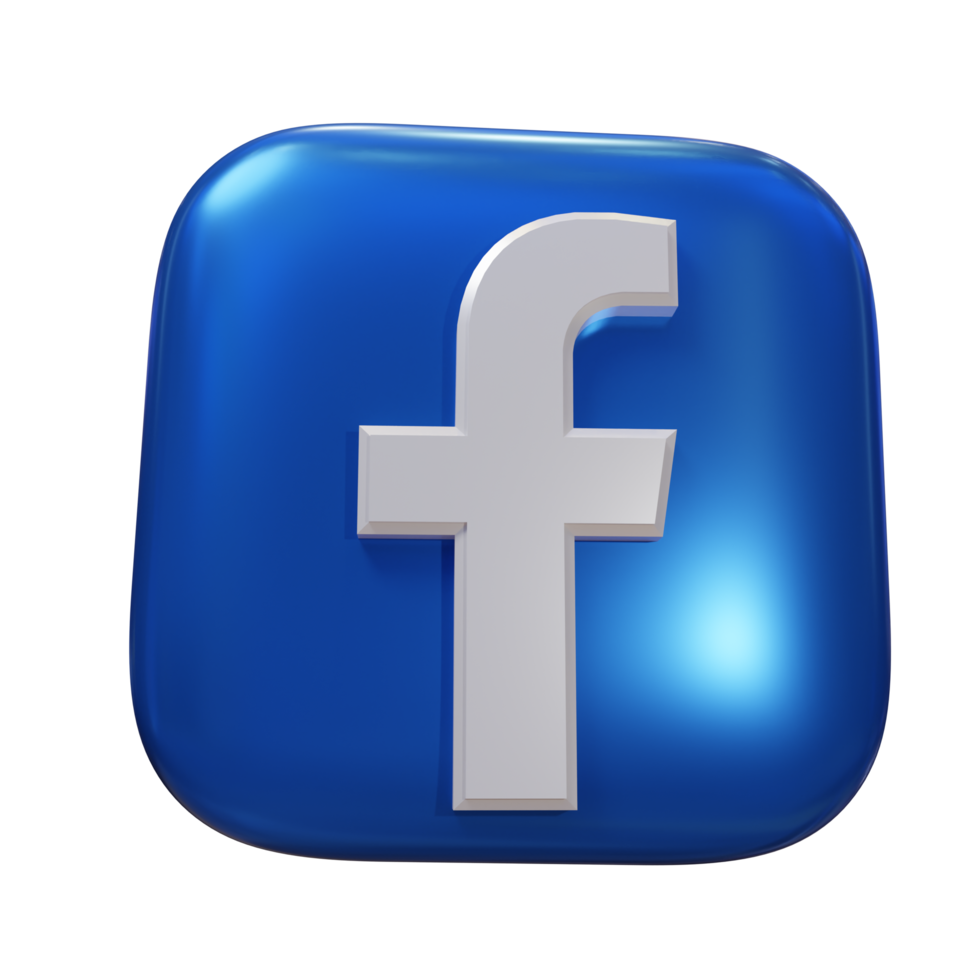 icono de renderizado 3d de facebook brillante png