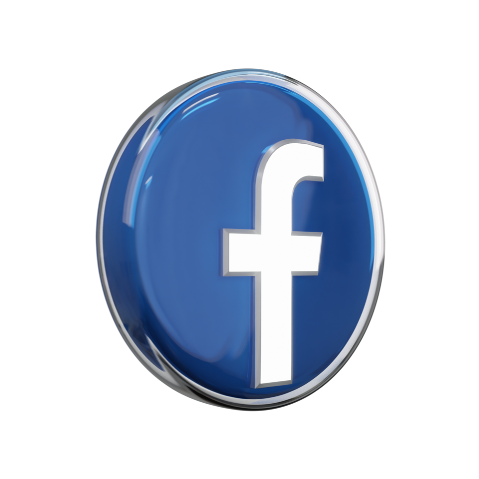 ícone de renderização 3d do facebook brilhante png