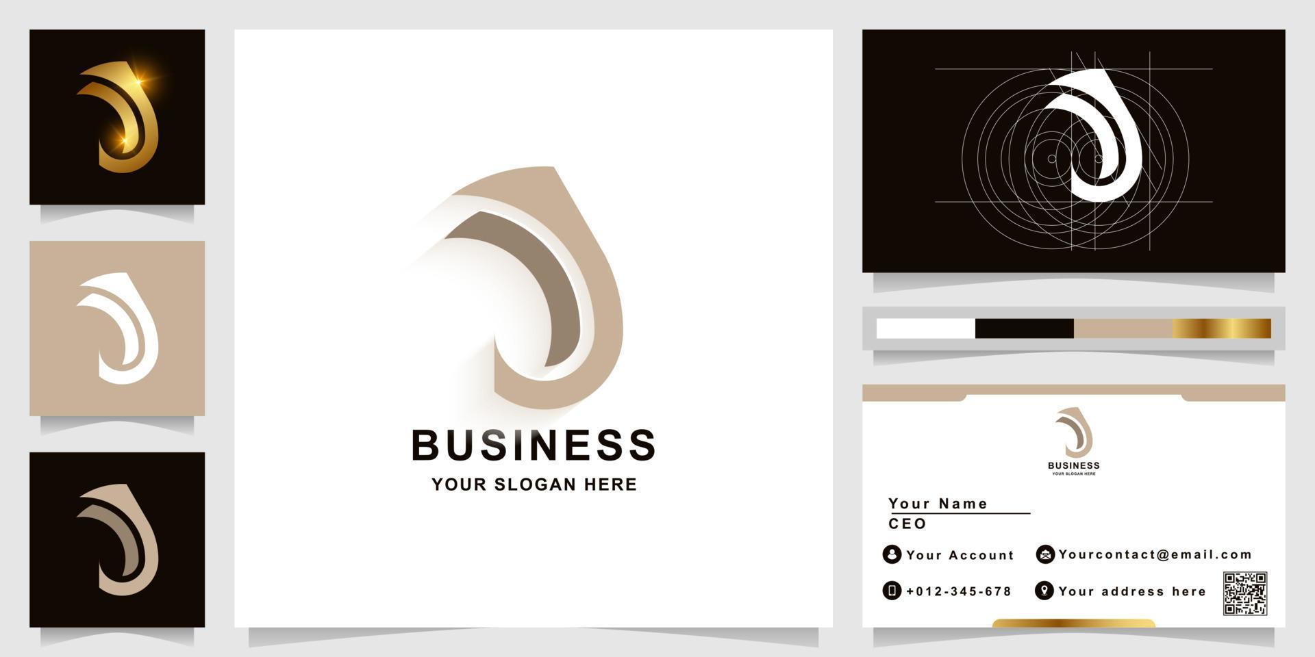 Letter j or jj monogram logo template with business card design vector