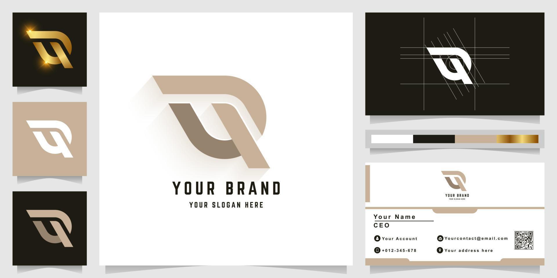 Letter Q or up monogram logo with business card design vector