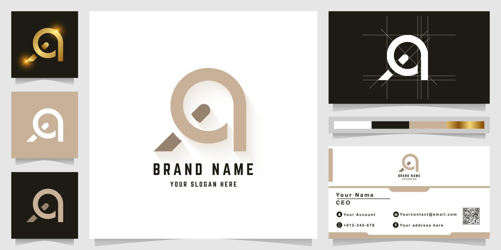 Letter a or Aa monogram logo with business card design vector