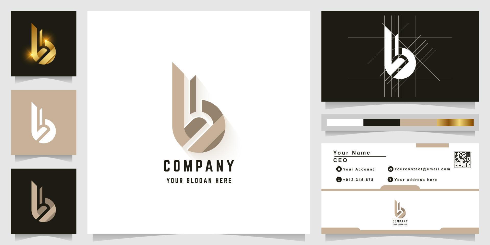 Letter b or bb monogram logo template with business card design vector