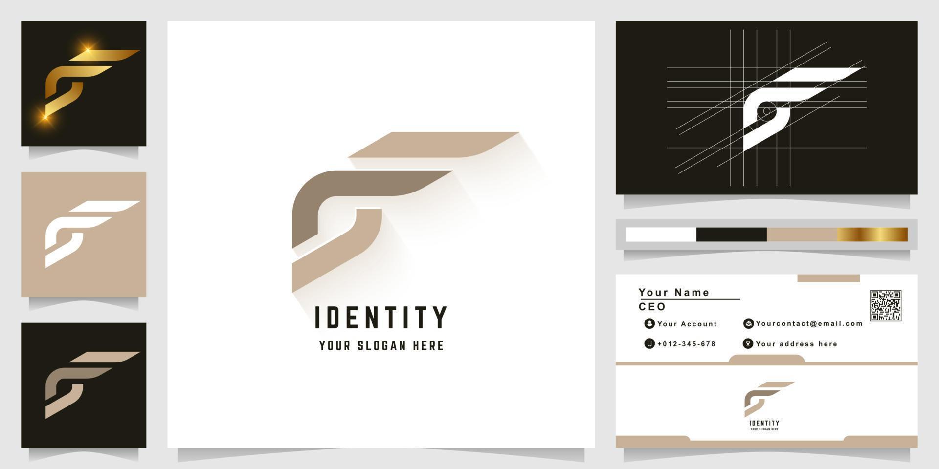 Letter f or Gf monogram logo with business card design vector