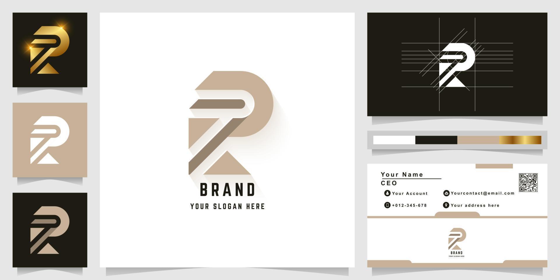 Letter R or RA monogram logo with business card design vector