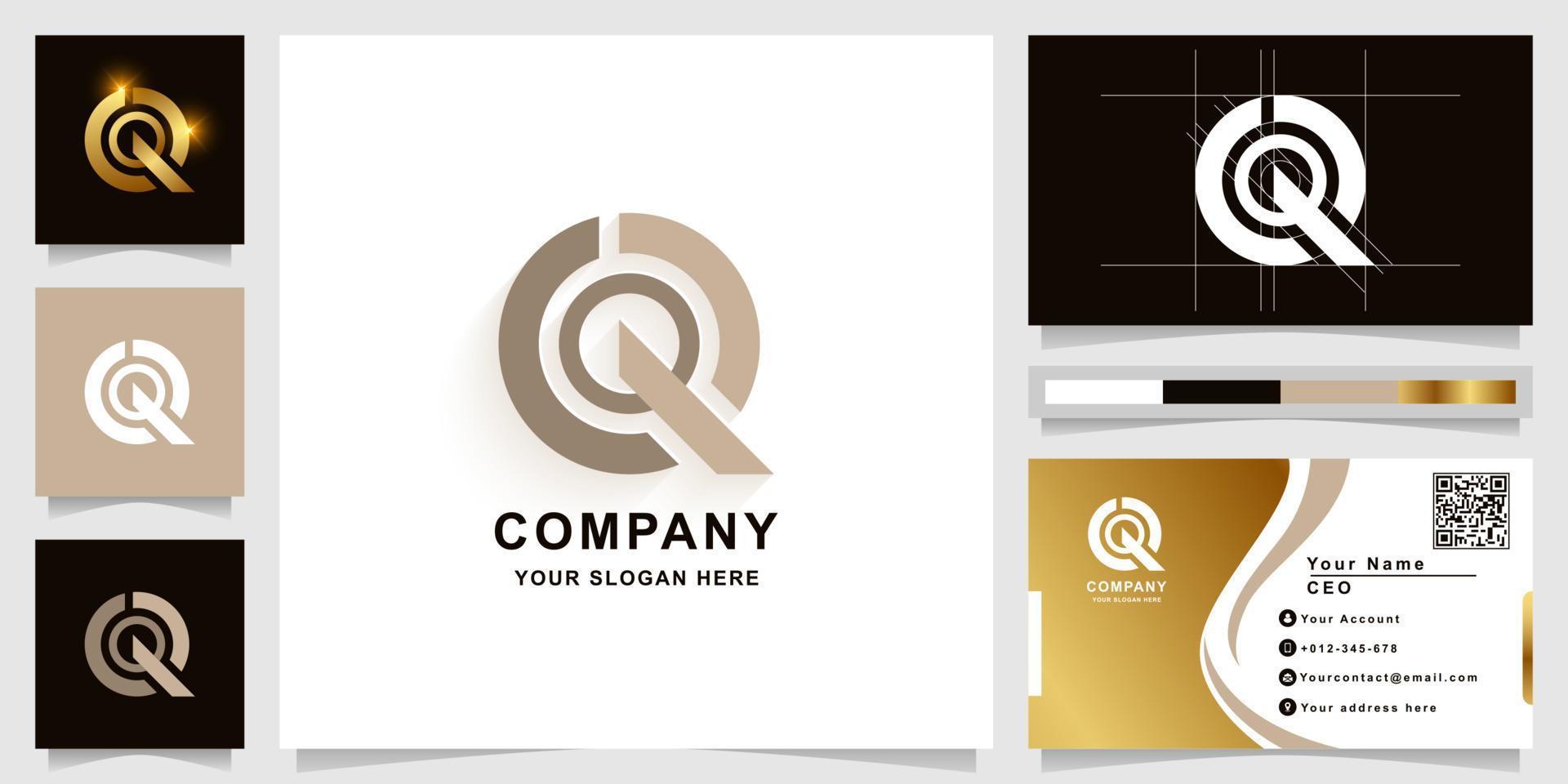 Letter Q or QQ monogram logo template with business card design vector