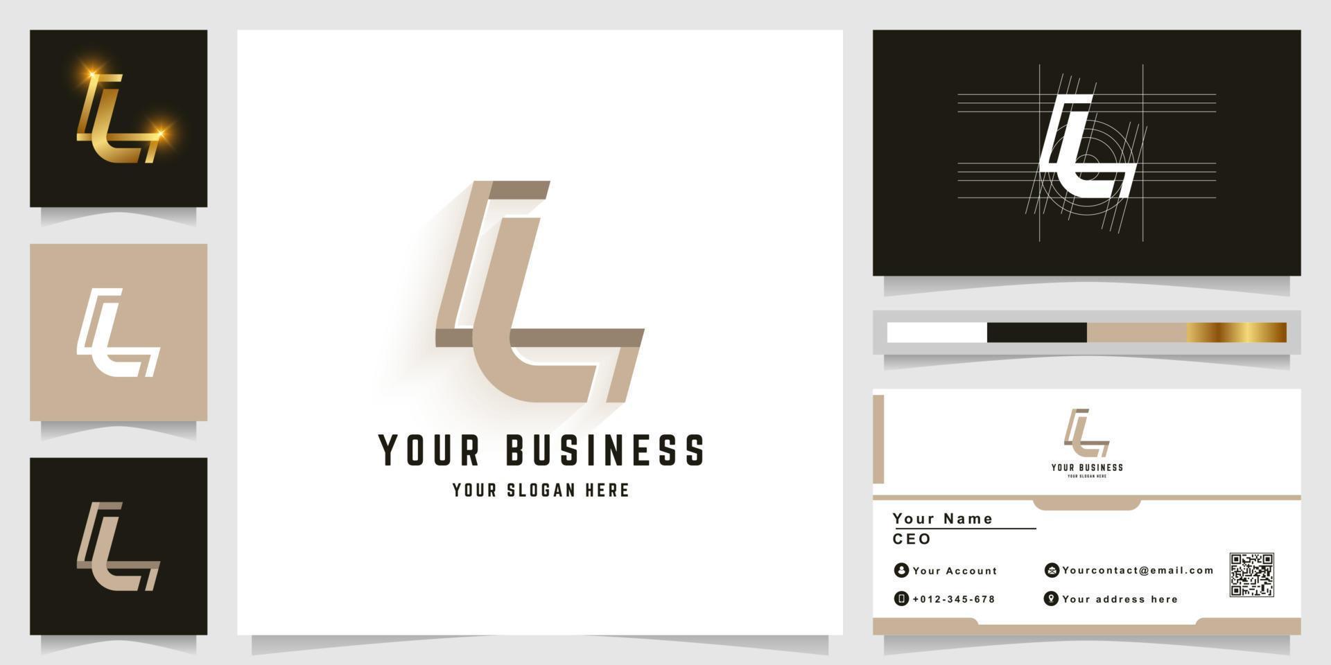 Letter L or LL monogram logo with business card design vector