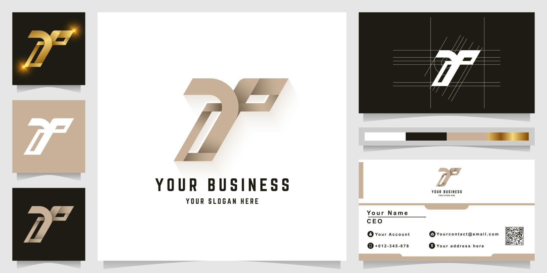Letter Y or T monogram logo with business card design vector