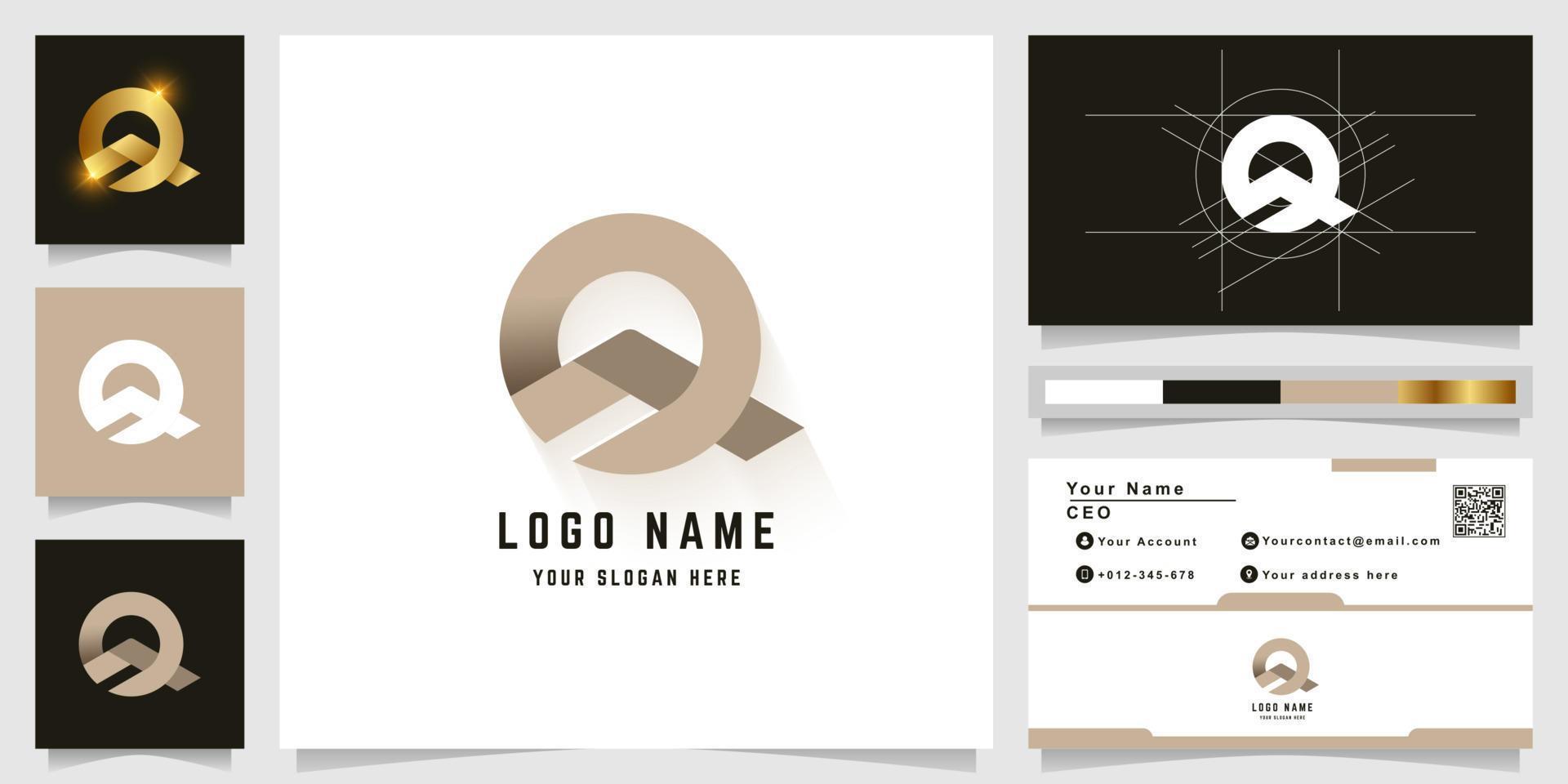 Letter Q or Qo monogram logo with business card design vector