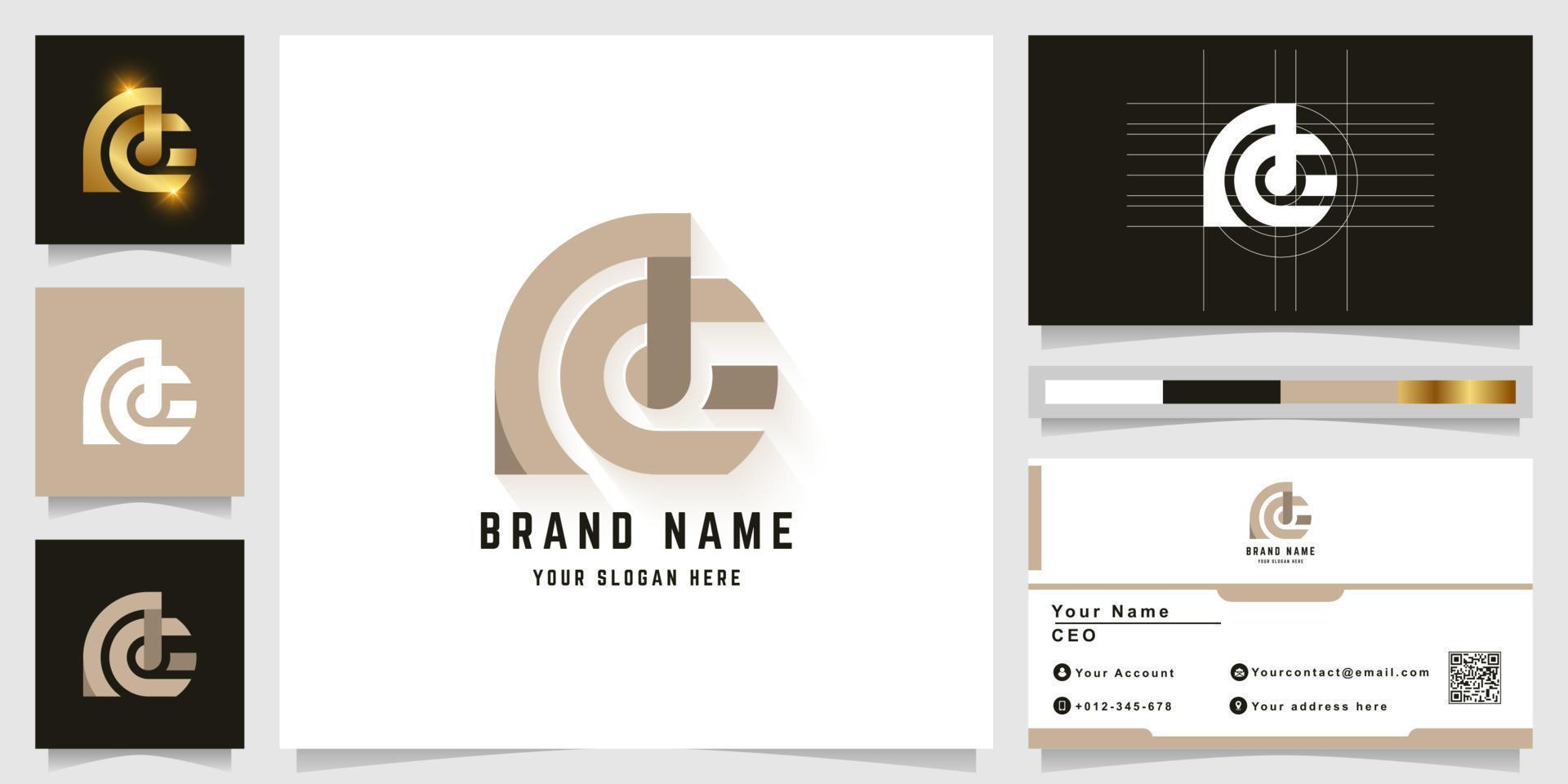 Letter AE or AG monogram logo with business card design vector