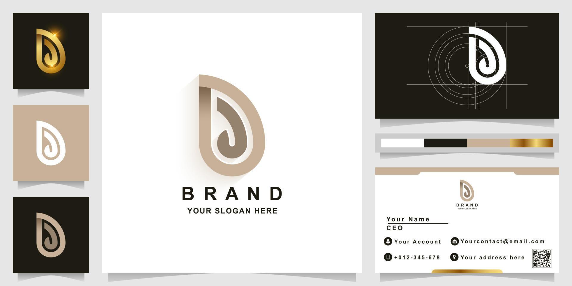 Letter D or DD monogram logo template with business card design vector