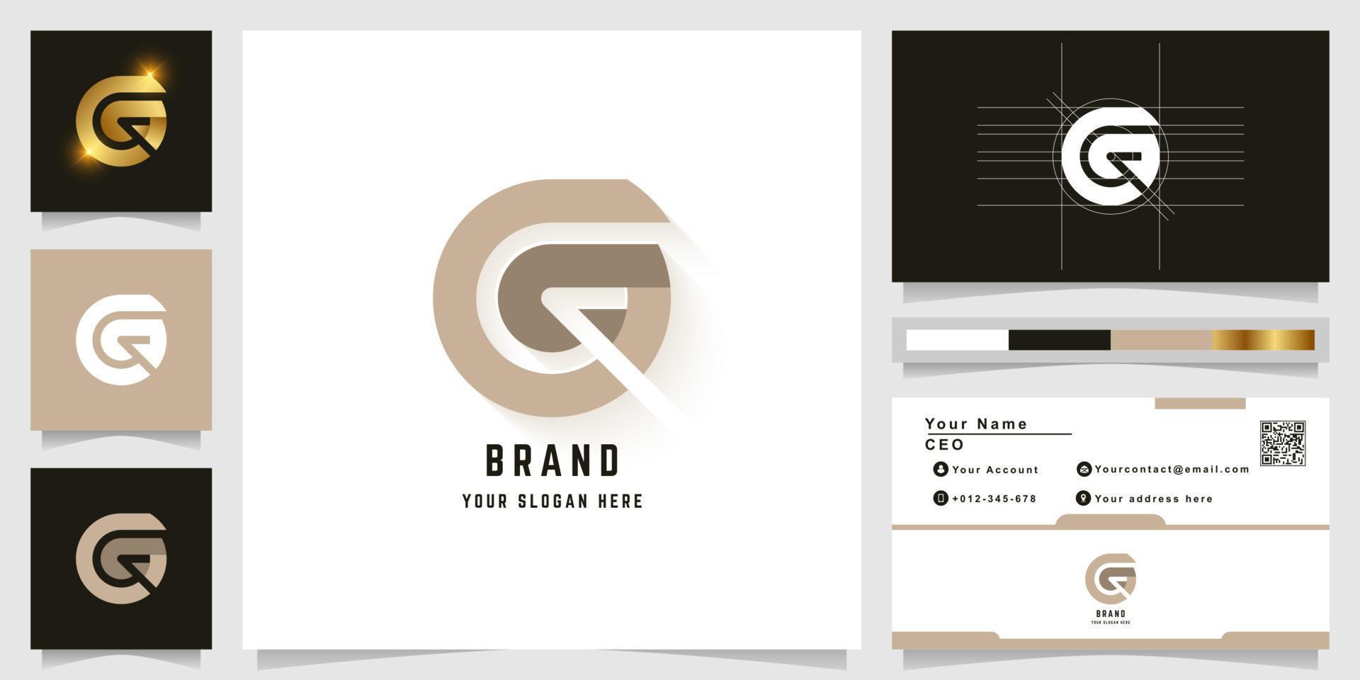 Letter G or Ga monogram logo with business card design vector