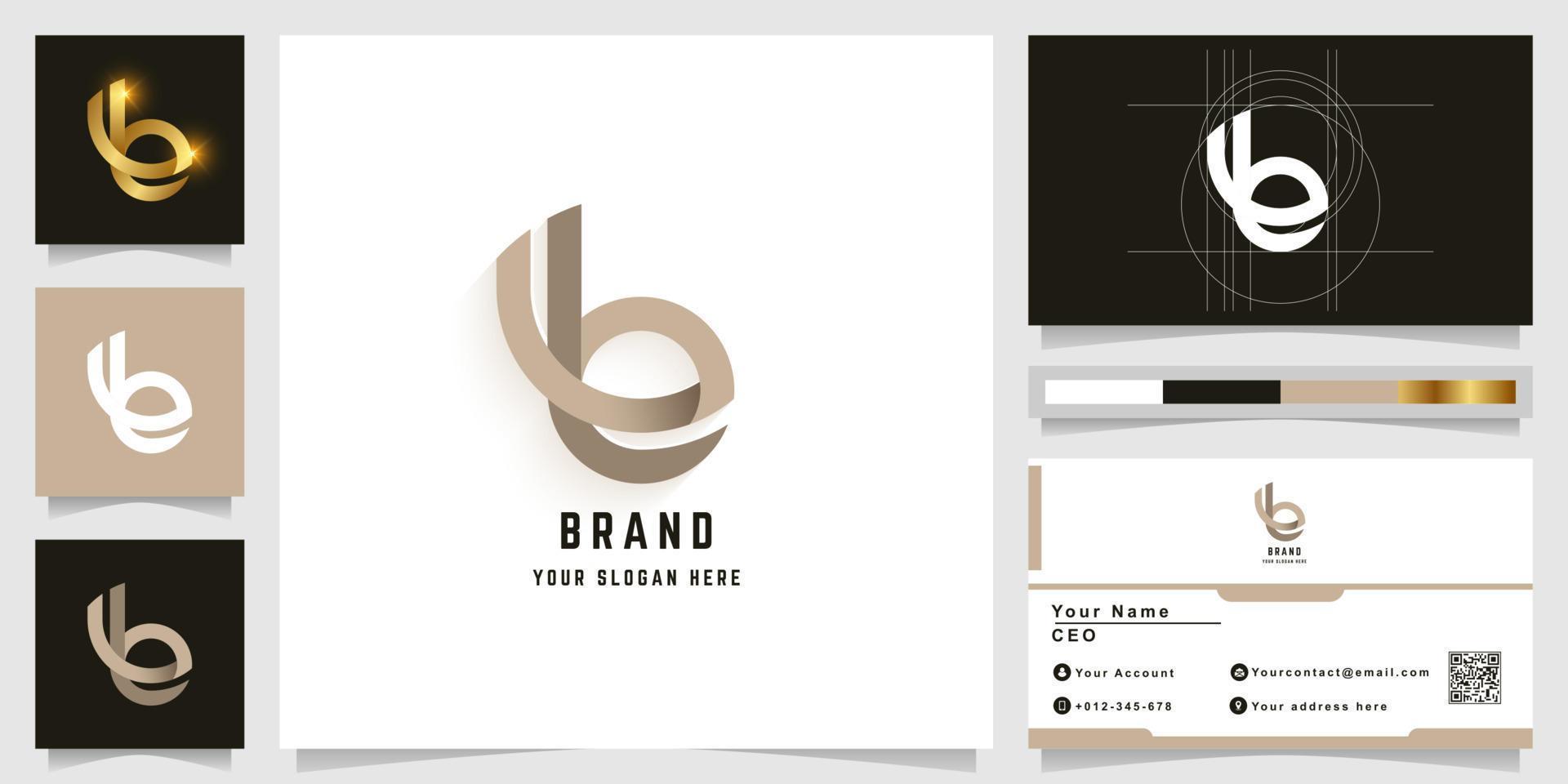 Letter b or be monogram logo with business card design vector