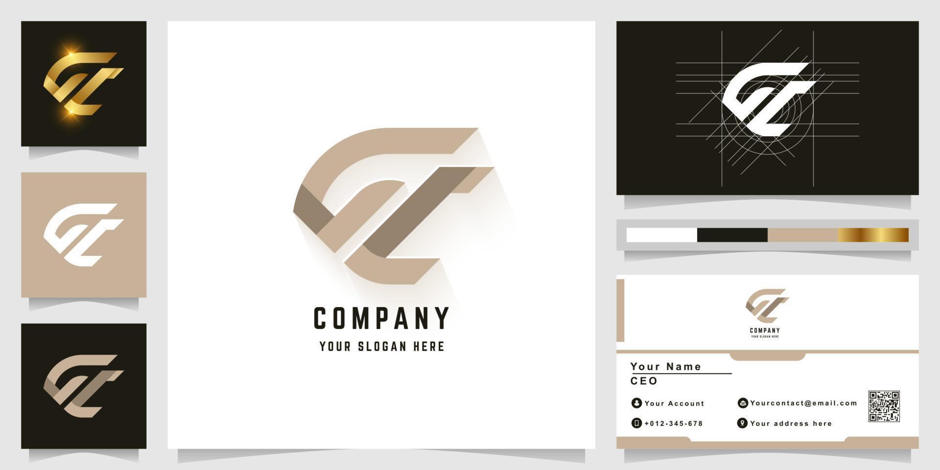 Letter GC or GL monogram logo with business card design vector