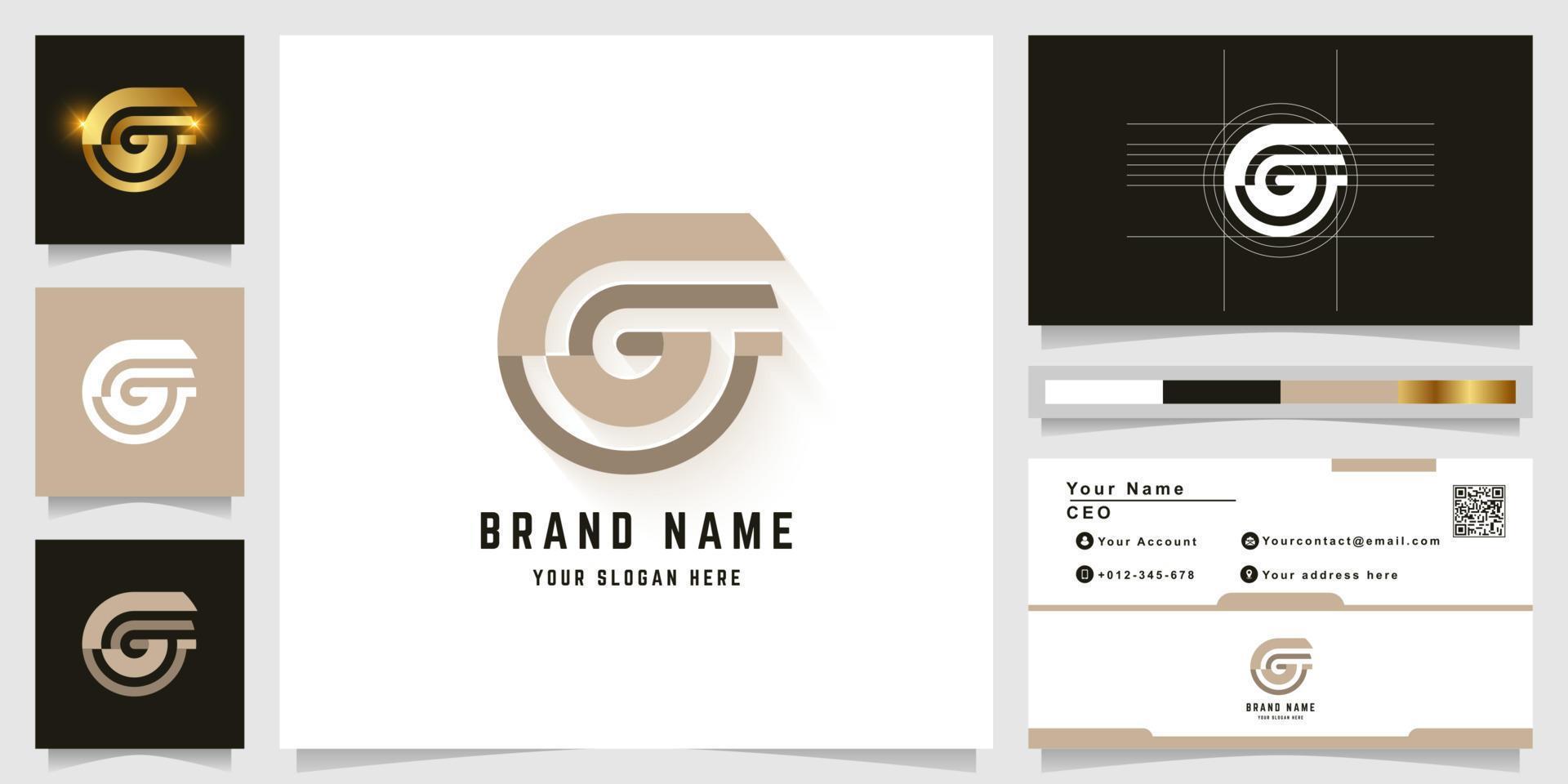 Letter G or GG monogram logo with business card design vector