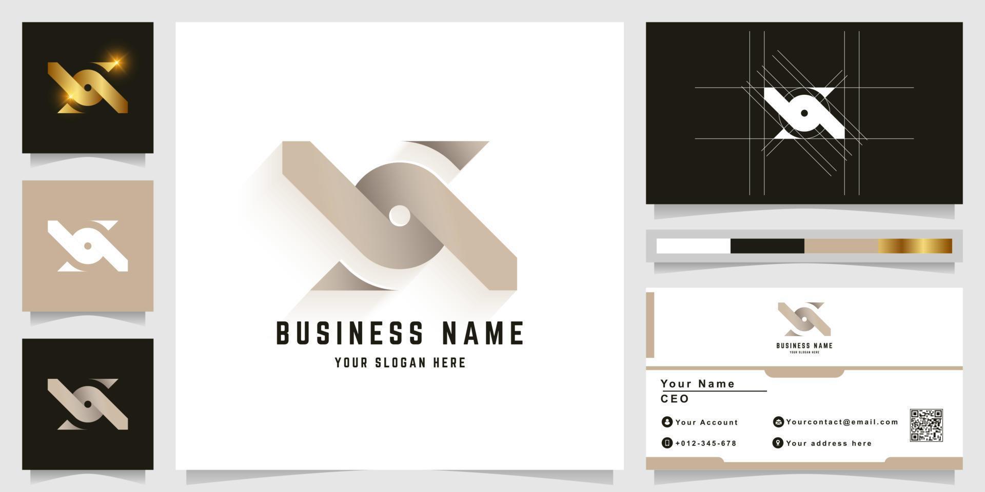 Letter X or O monogram logo with business card design vector