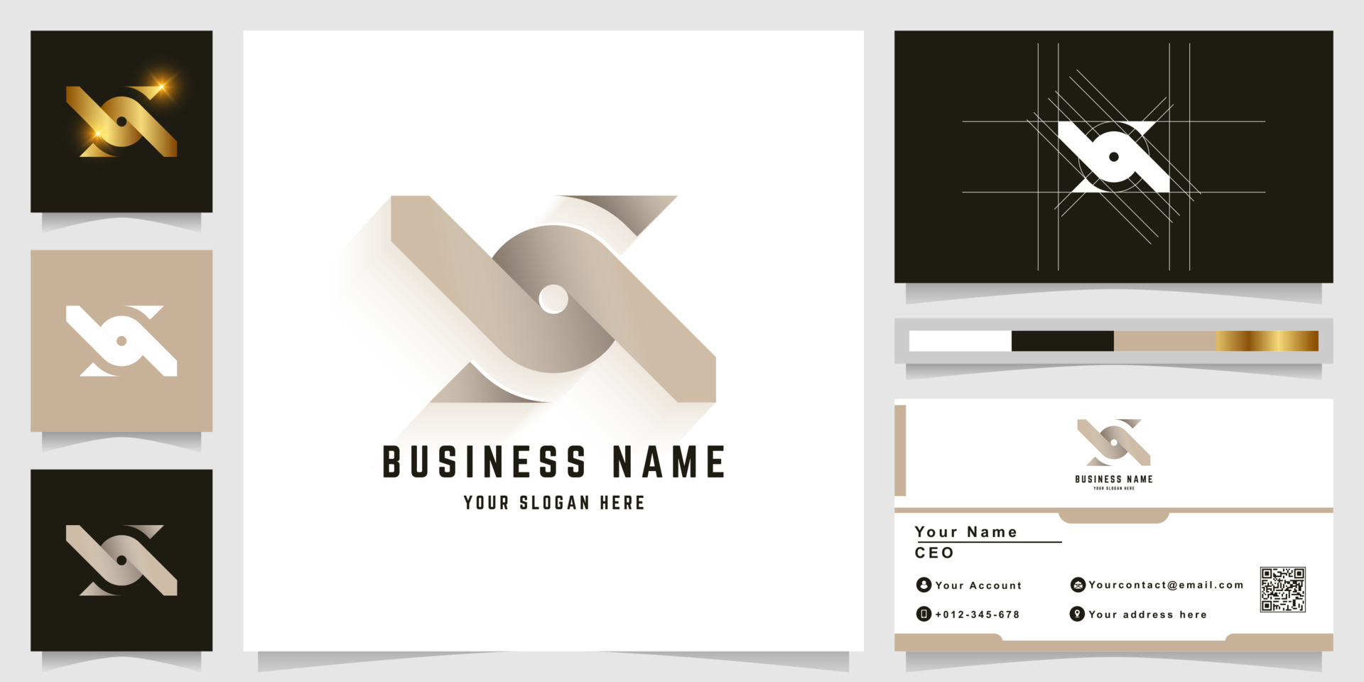 Letter X or O monogram logo with business card design 9673981 Vector