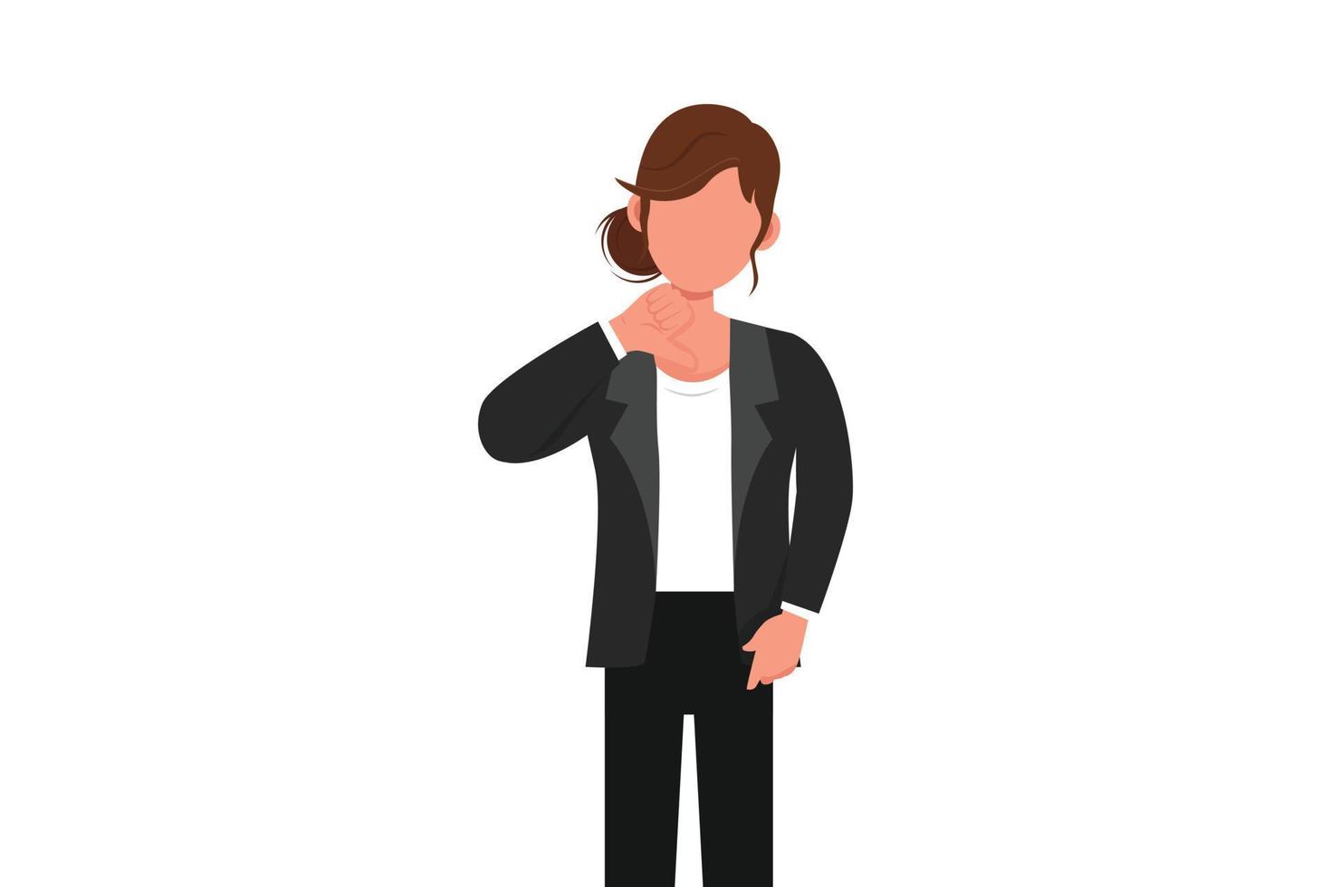 Business design drawing unhappy businesswoman showing thumbs down sign  gesture. Dislike, disagree, disappointment, disapprove, no deal. Emotion, body  language. Flat cartoon style vector illustration 9674148 Vector Art at  Vecteezy