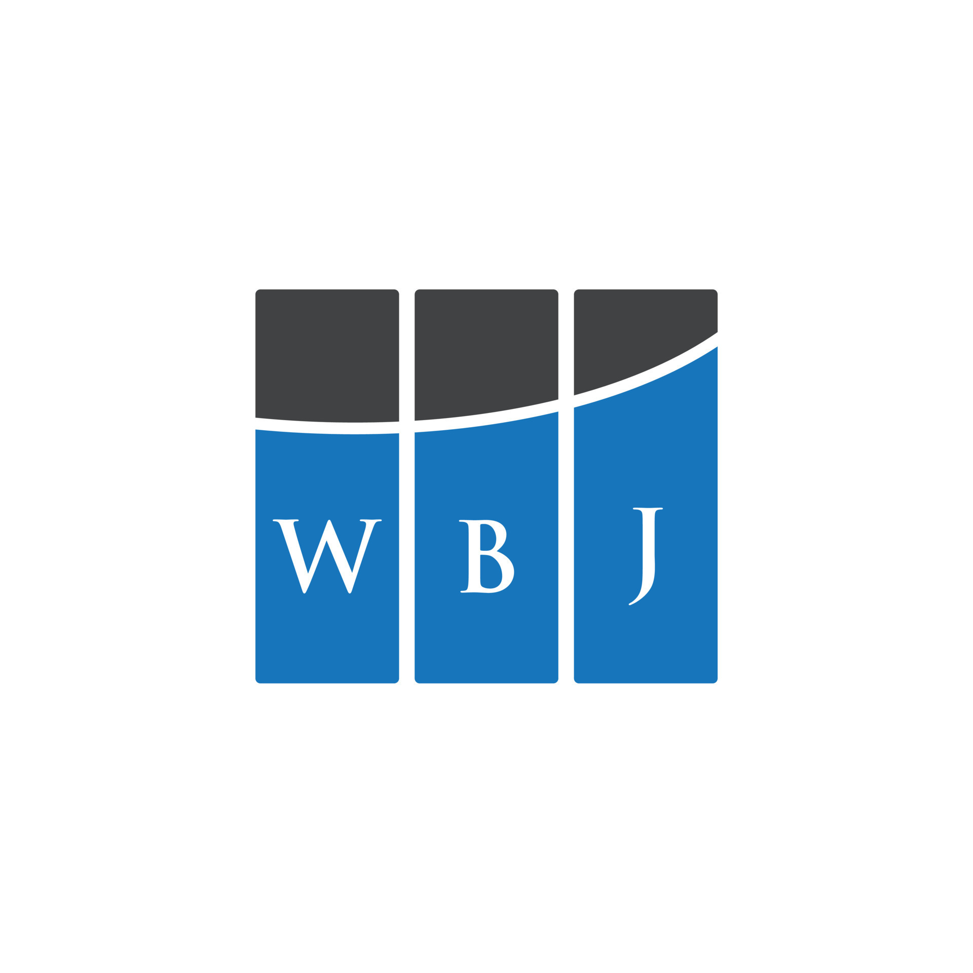 WBJ letter logo design on WHITE background. WBJ creative initials