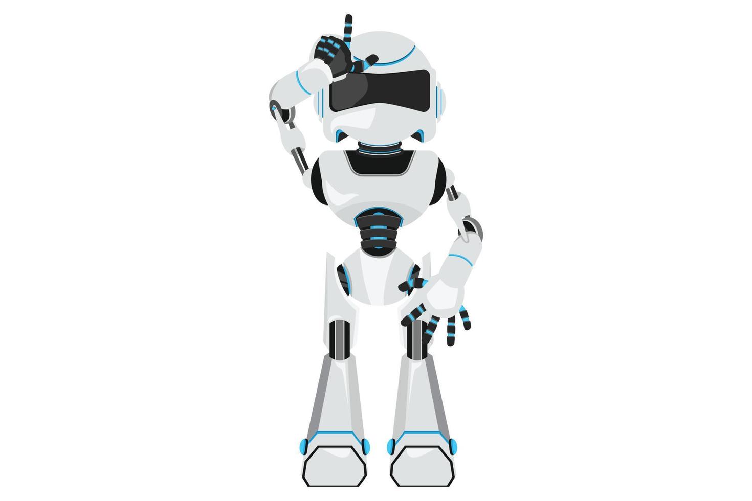 Business flat drawing robot showing loser sign on forehead with fingers. Making 'L' symbol. Humanoid robot cybernetic organism. Future robotic development concept. Cartoon design vector illustration