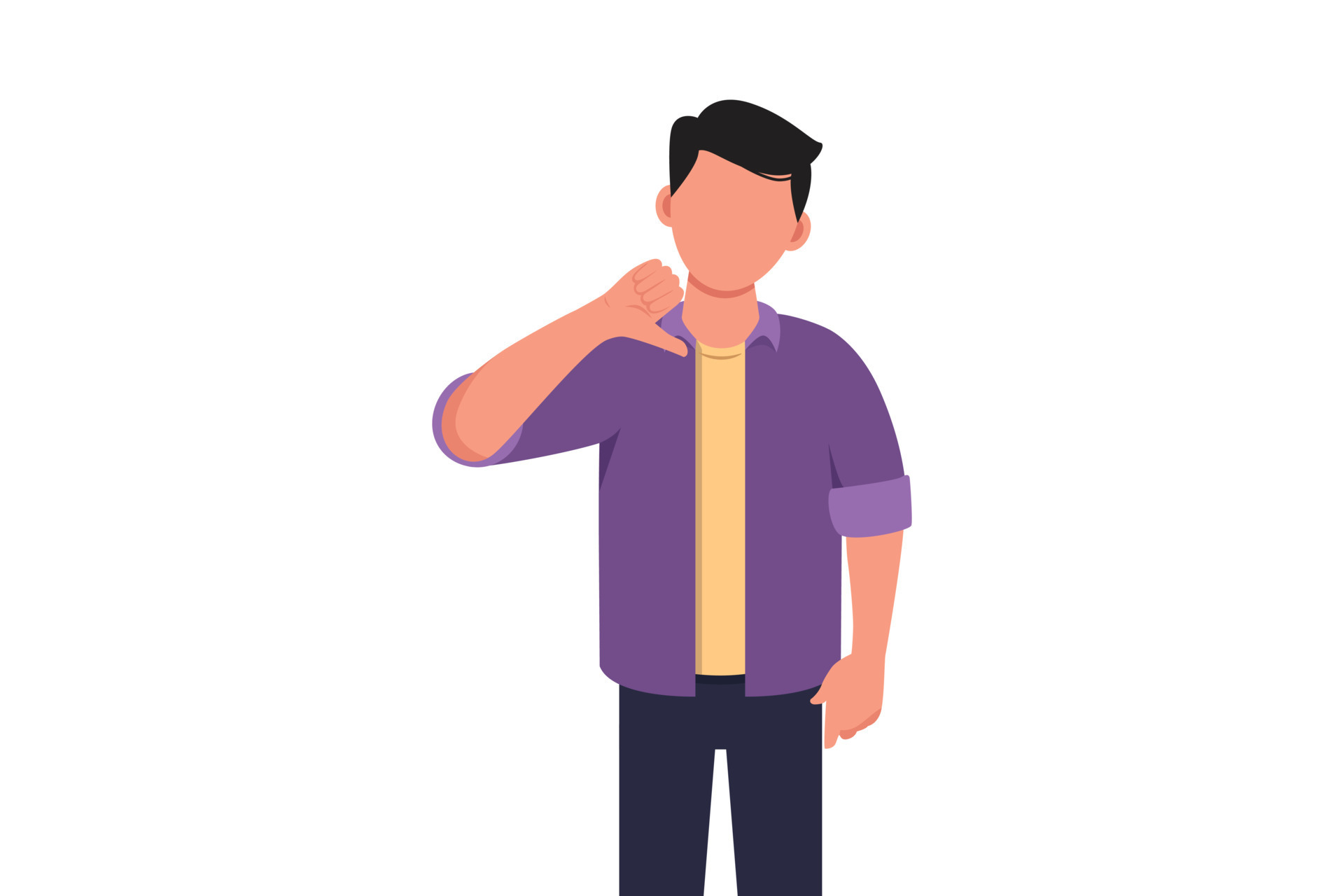 Business design drawing unhappy businessman showing thumbs down sign  gesture. Dislike, disagree, disappointment, disapprove, no deal. Emotion,  body language. Vector illustration flat cartoon style 9674462 Vector Art at  Vecteezy