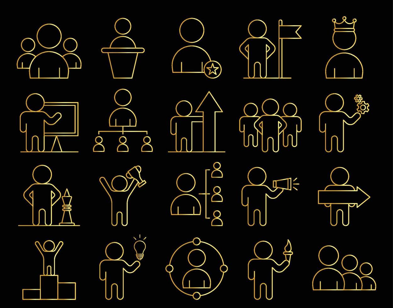 conjunto de iconos de líder de oro vector