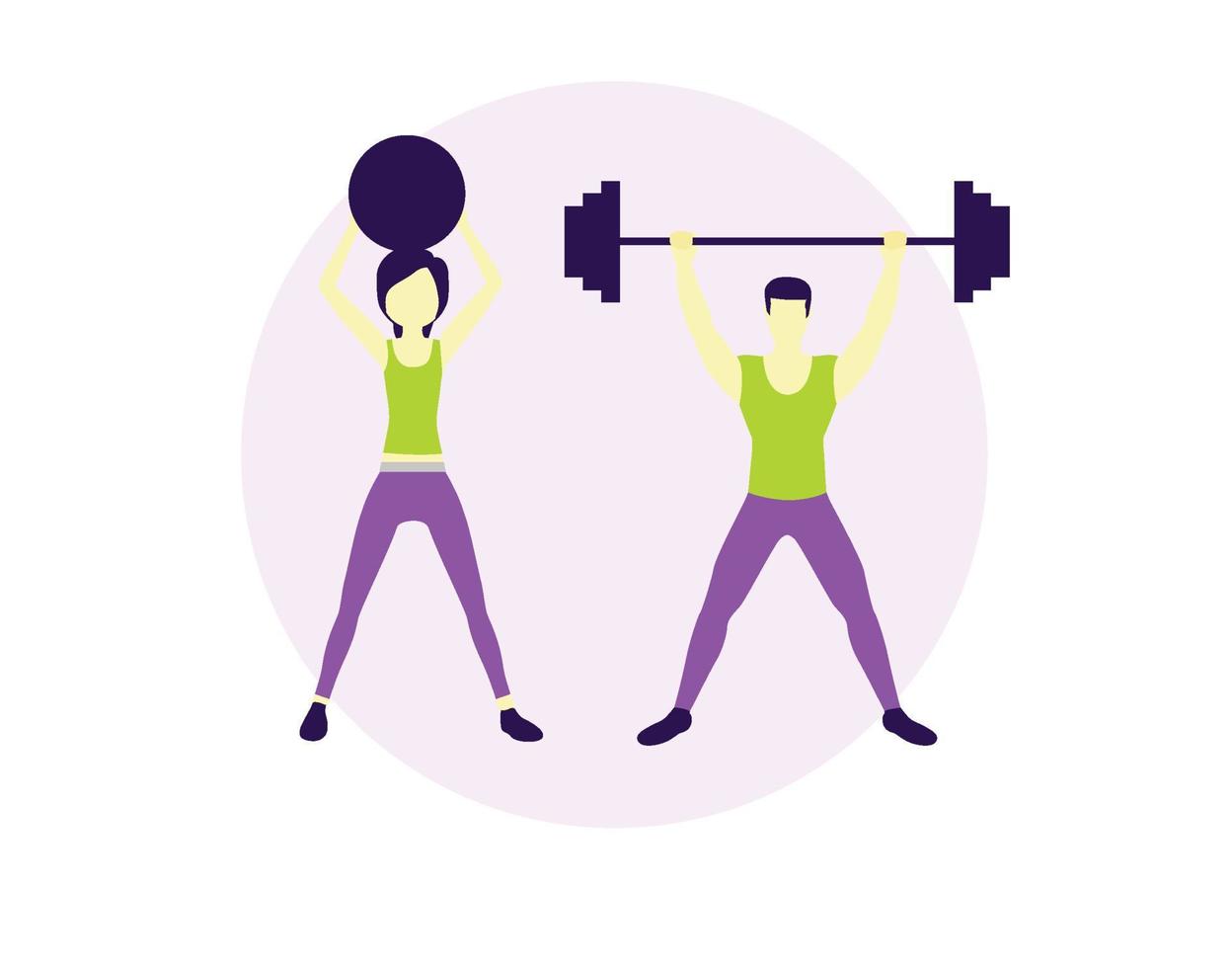 Flat illustration of couple working out indoors vector