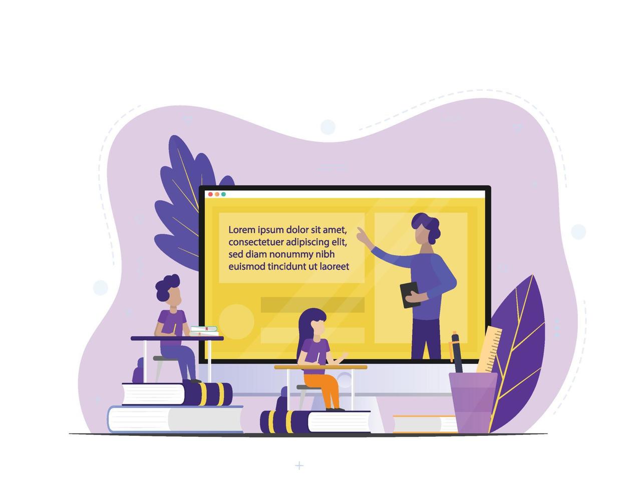 Online school learning concept illustration vector