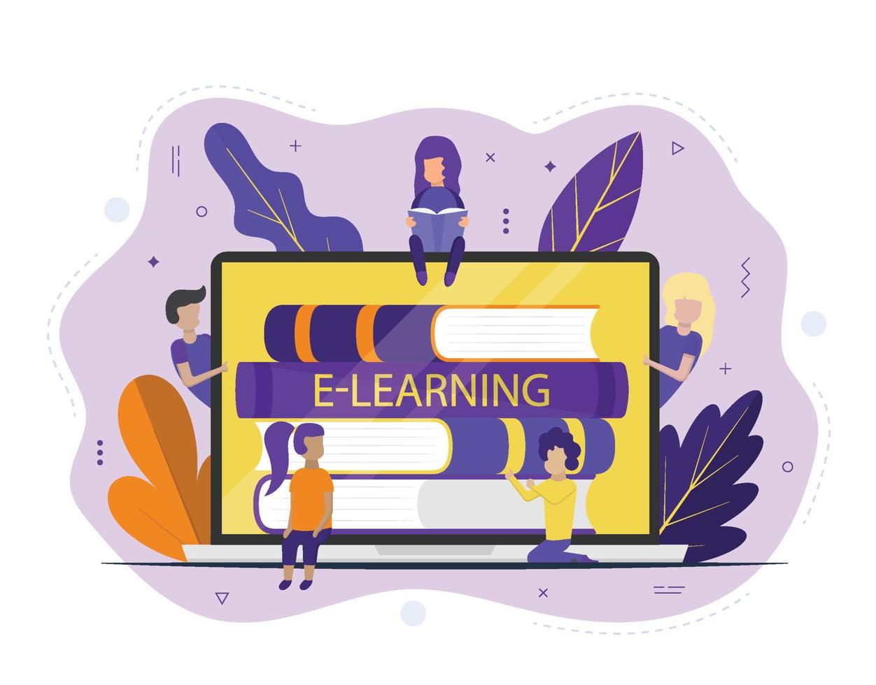 ilustración del concepto de educación en línea de e-learning vector
