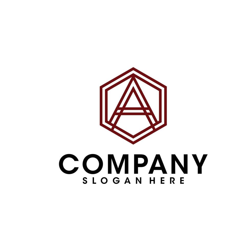 hexagon with letter A logo design vector