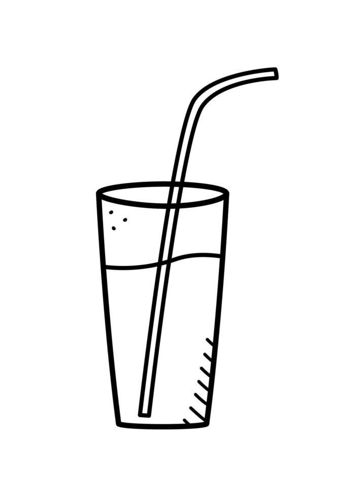 Ilustración de vector de garabato de vidrio de jugo, bebida de fruta fría, batido de dieta.