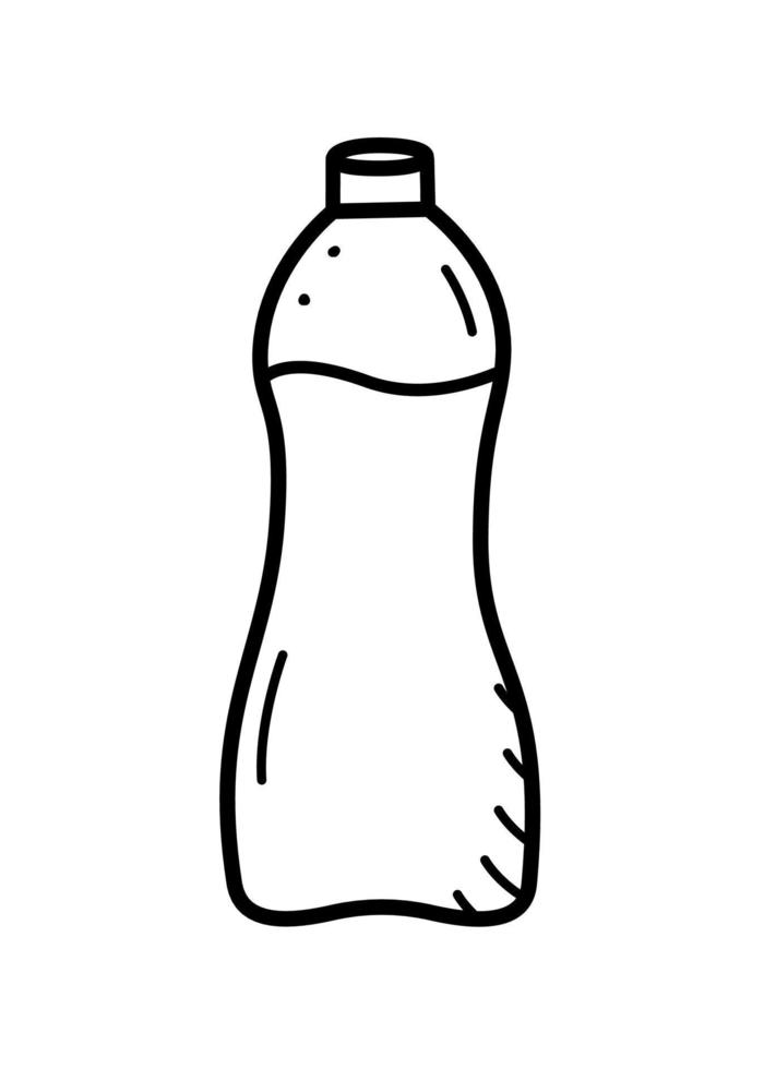 botella de agua de plástico, ilustración vectorial de fideos aislada en blanco. vector