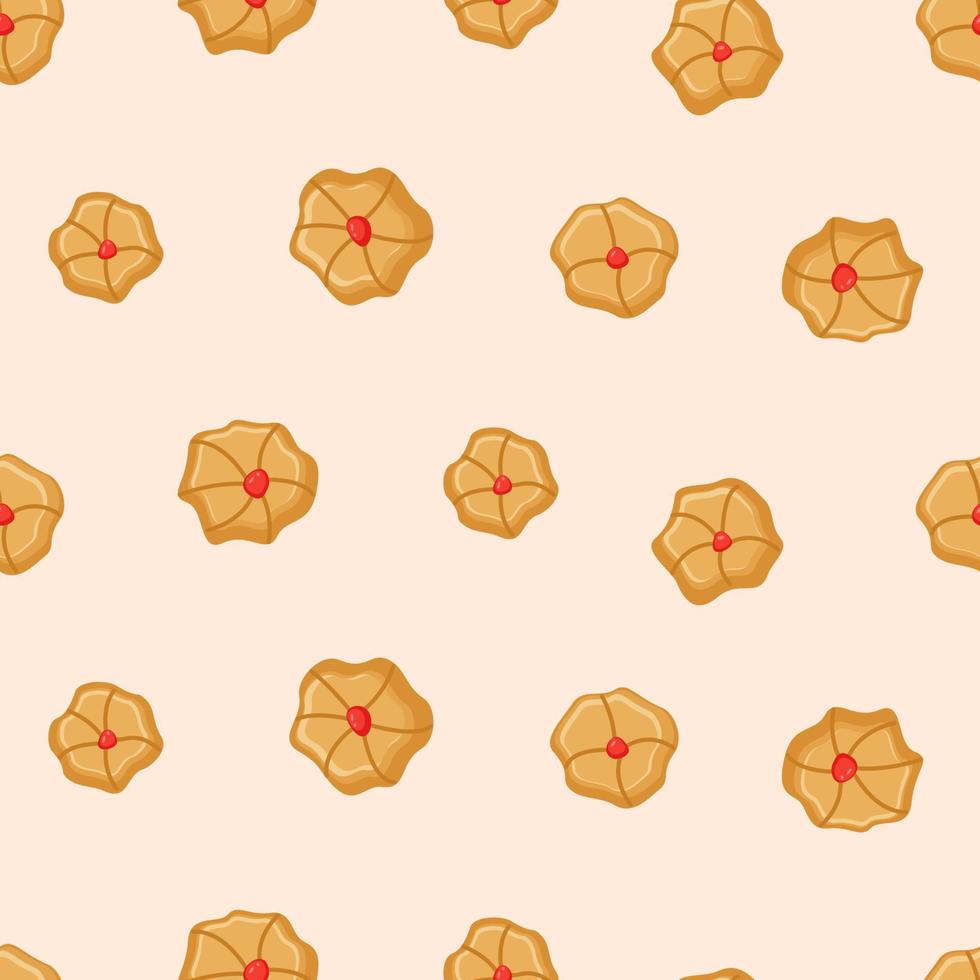 Seamless pattern of cookies with jam, vector illustration background dessert kurabiye