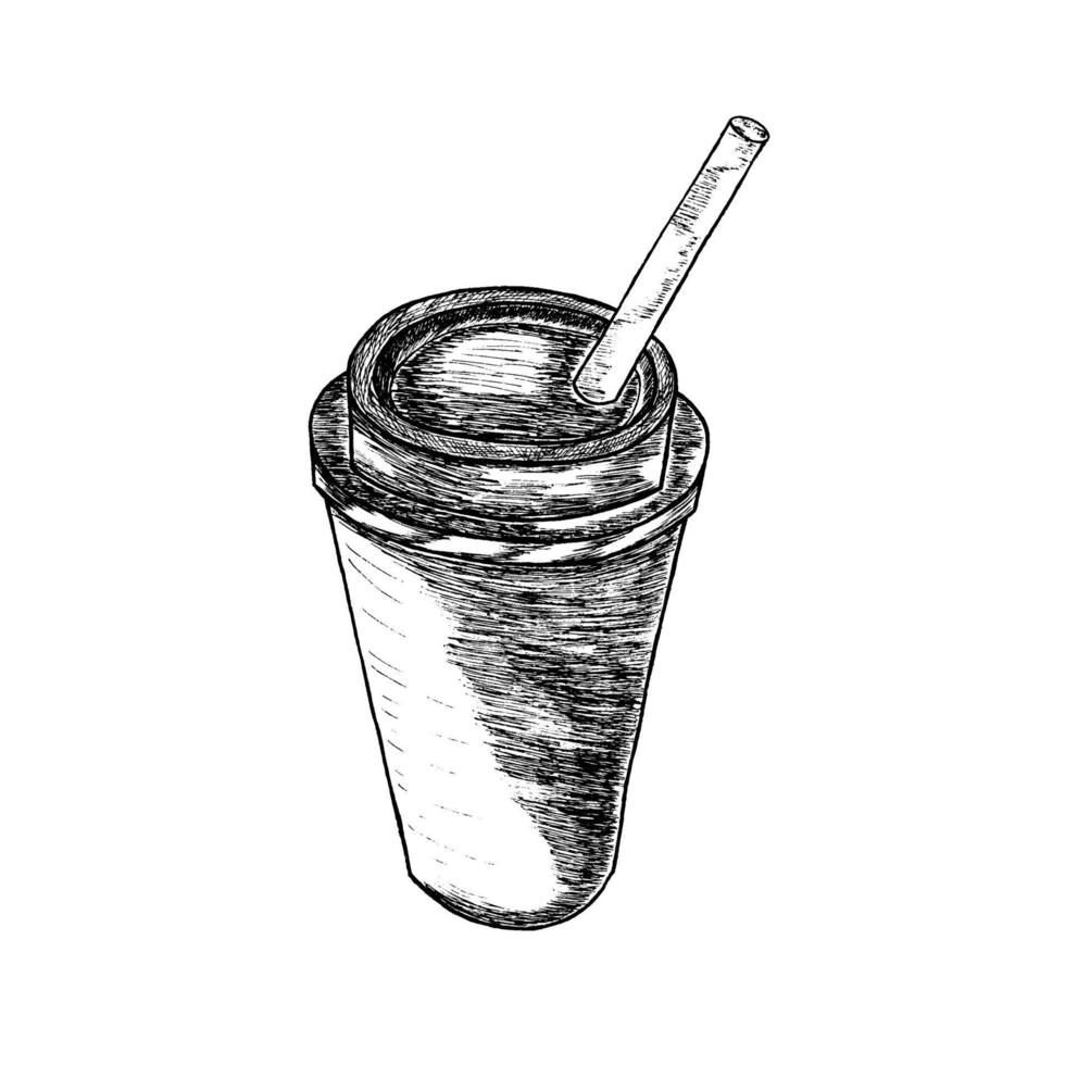 soda vector dibujado a mano dibujo vector ilustración, bebida gaseosa. diseño de croquis. menú combinado de cine snack comida rápida.