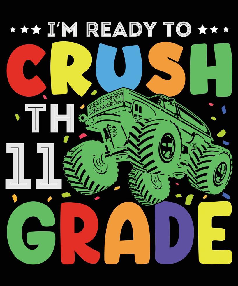 Back to school monster truck t shirt design vector