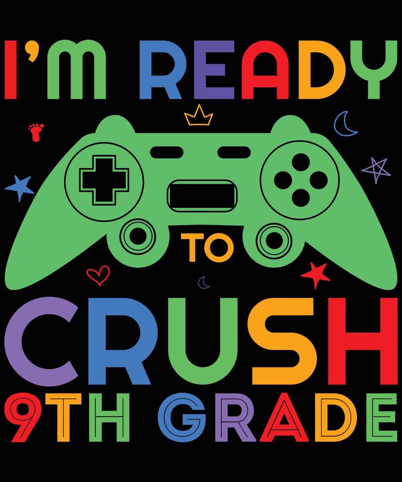 Back to school gaming t shirt design vector