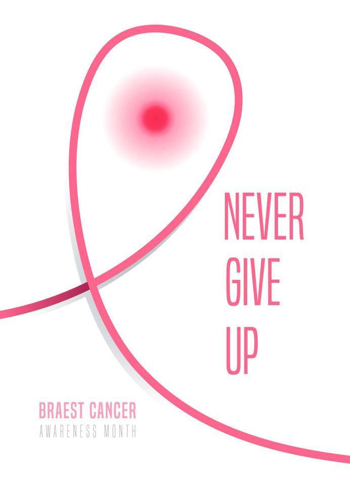 Breast cancer awareness month Pink line concept ribbon on white background. Concept design for Poster template. illustration. Banner. Ad offline online. Flyer. vector