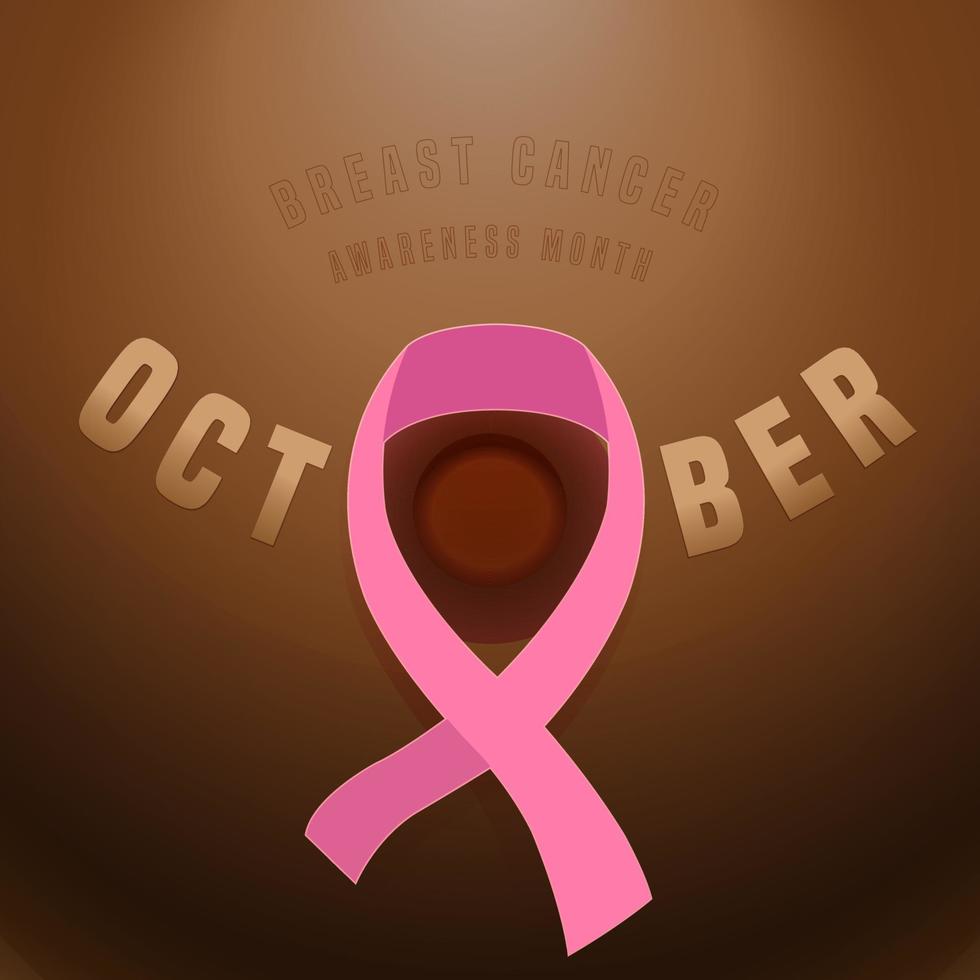 Symbol of Breast cancer awareness month in october.Pink ribbon on breast . Concept design for Poster template. illustration. Banner. Ad offline online. Flyer. vector